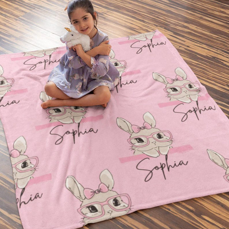 Easter Bunny Blanket-Baby Name Blanket-Bunny Baby