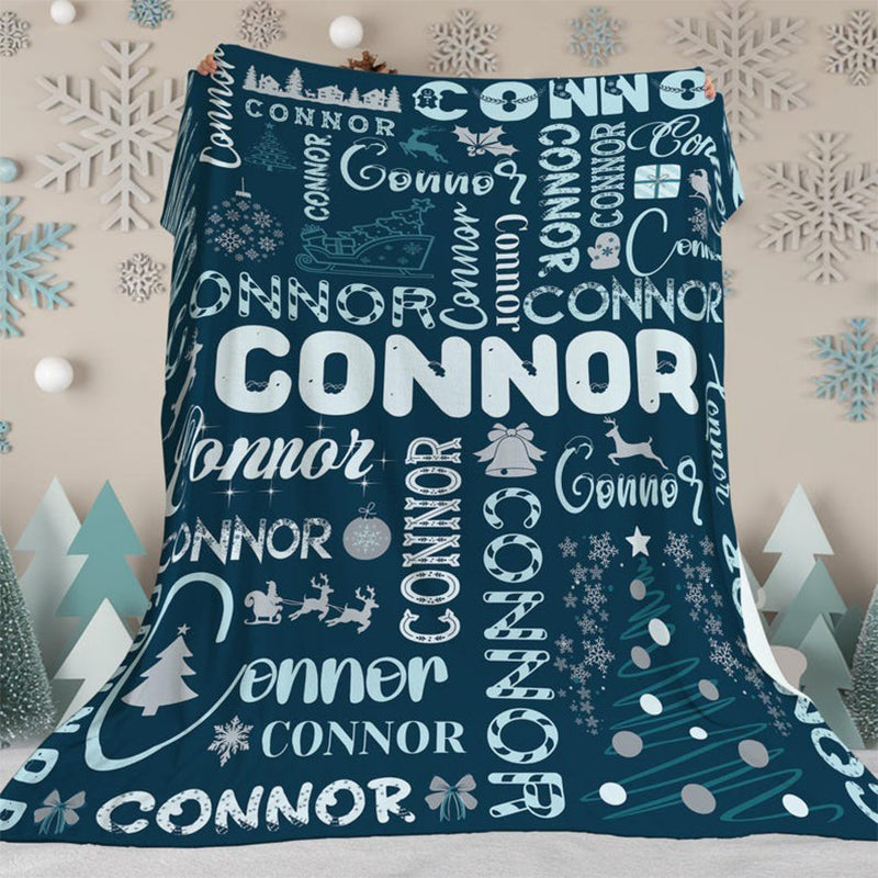 Personalized Christmas Blanket | Custom Name Throw Blanket