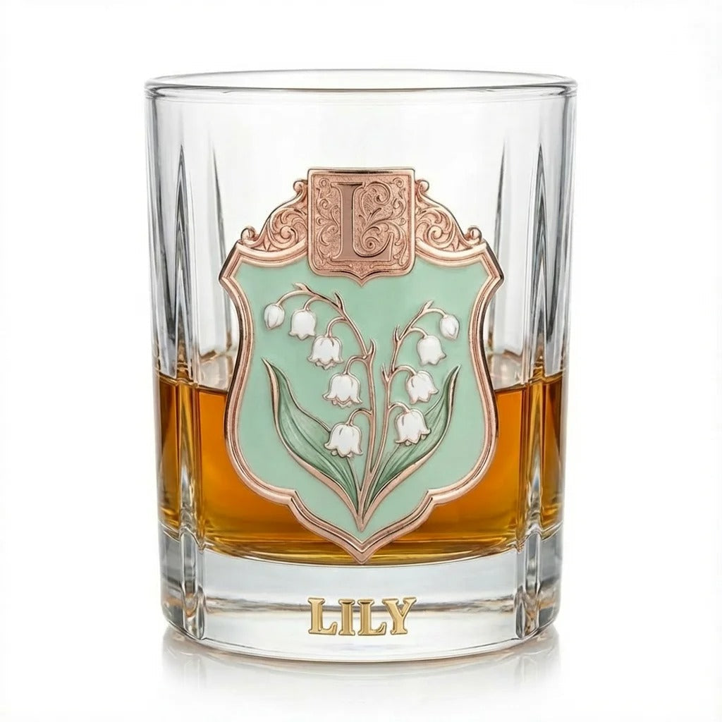 Personalized Birth Flower Whiskey Glass