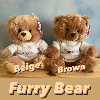 Personalized Teddy Bear - Custom embroidered white knit sweater