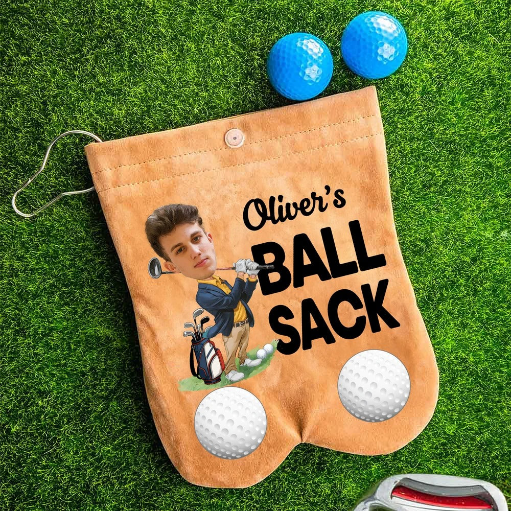 Personalized Cartoon Character Face Photo Suede Golf Ball Bag
