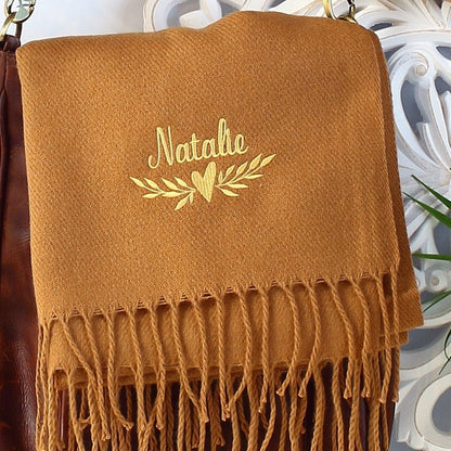 Embroidered Personalised Scarf, Monogrammed Scarf, Winter Scarf