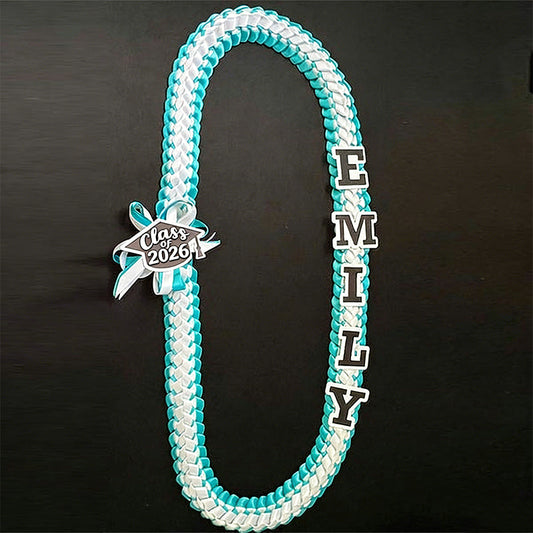 Graduation lei with name  Double braided