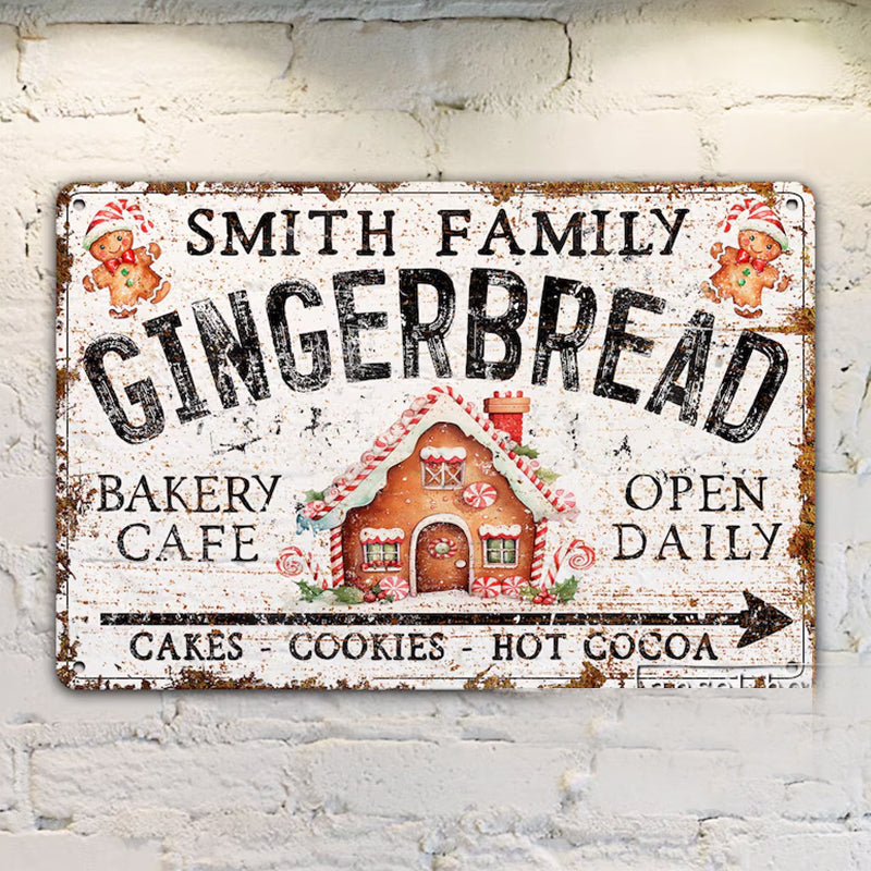 Custom Name Gingerbread Bakery Metal Sign