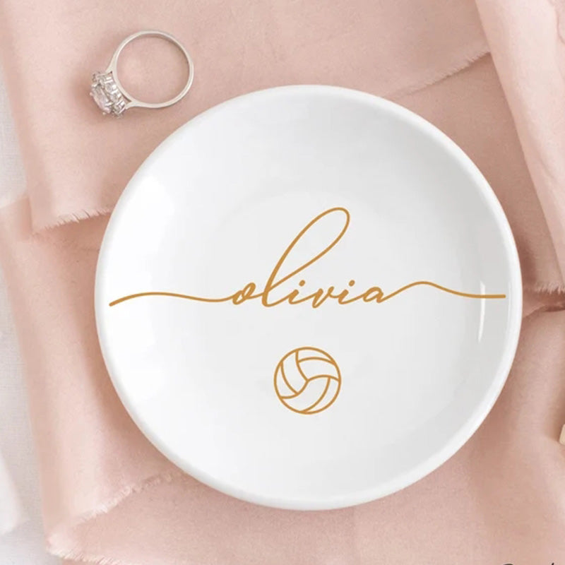 Volleyball Jewelry Dish, Volleyball Team Gift, Personalized Ring Dish, Trinket Dish
