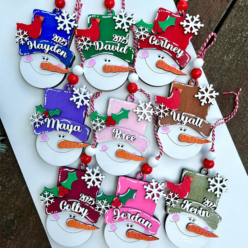 Personalized snowman, kid personalized ornament, Christmas stocking tag