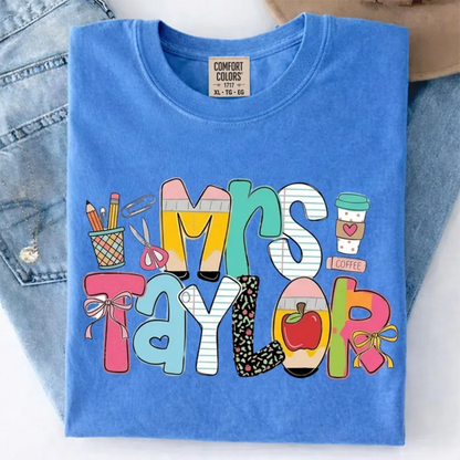 Personalized Teacher Shirt, Custom Name Teacher Tee, Mrs Teacher Shirt