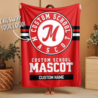 Custom Team Blanket, School Sport Team Logo Personalized Blanket With Name