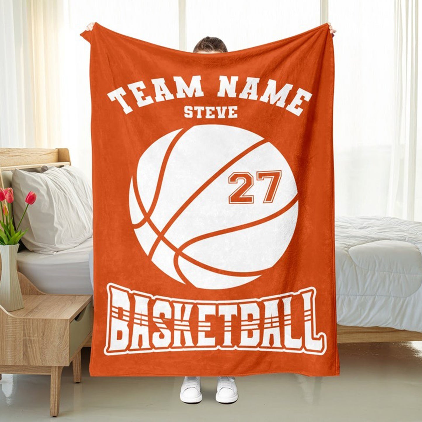 Personalized Basketball Blanket - Custom Name, Number & Team Name