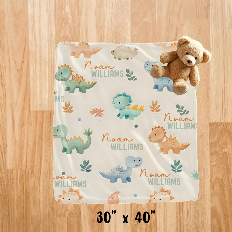 Personalized Dinosaur Baby Blanket