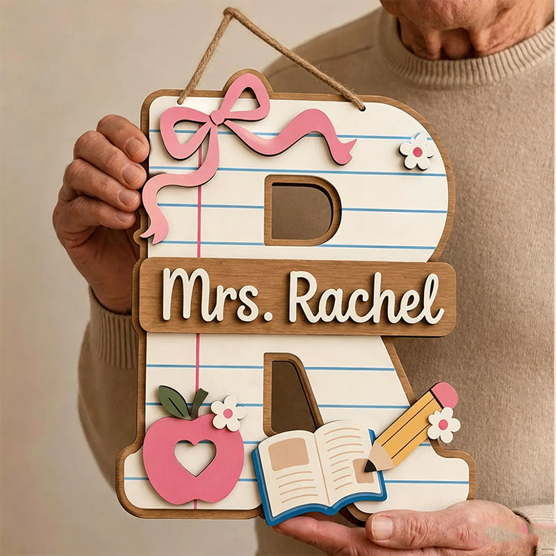 Personalized Teacher Name Sign Rule Apple 3D Layer