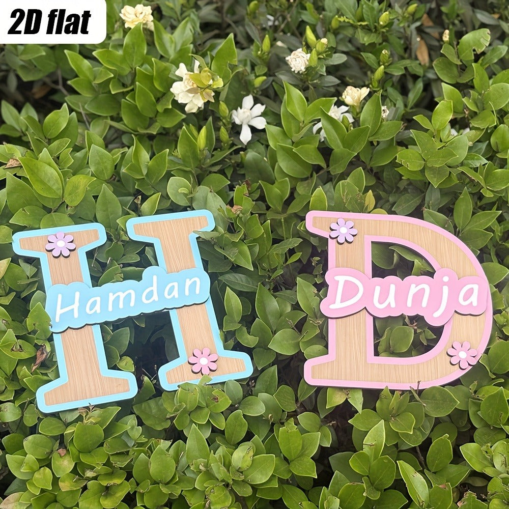 Customizable Initials Wall Art - Personalized Name with Floral Accents
