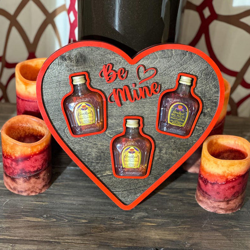 Valentines Day Gift for him, Be Mine Heart-Shaped Mini Liquor Bottle Display Tray