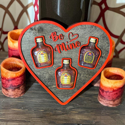 Valentines Day Gift for him, Be Mine Heart-Shaped Mini Liquor Bottle Display Tray