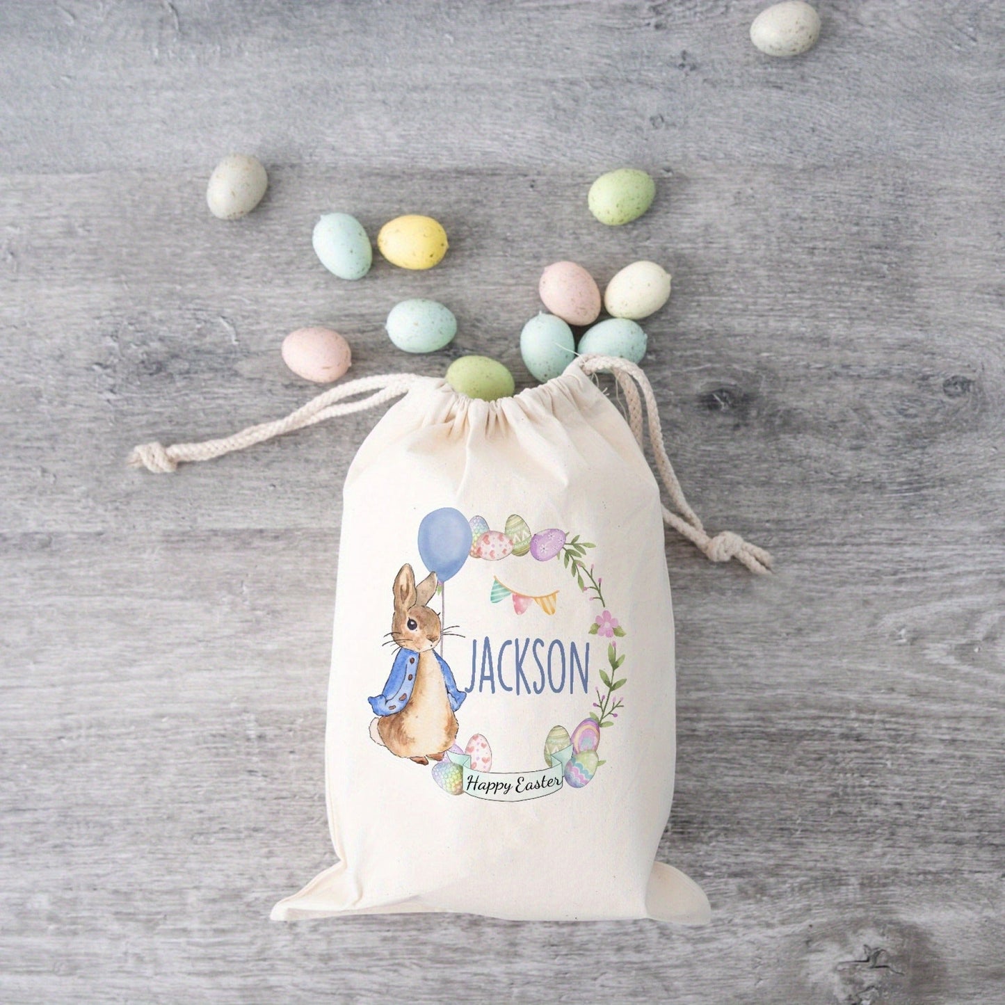 Easter Party Gift Bags, Personalized Bunny Gift Sack