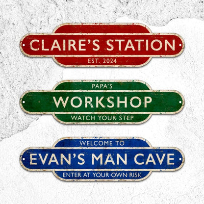 Railway Station Custom Sign, Rusty Personalized Sign