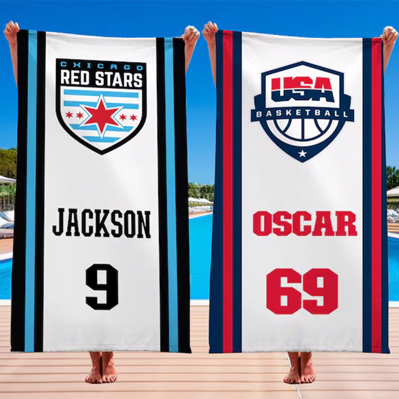 Personalized Football Volleyball Basketball Baseball Softball Soccer Logo Beach Towel