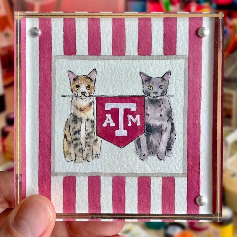 Custom Hand Painted Collegiate Pet Portrait | 4x4 Acylic Award