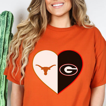 Personalized Split Heart Team Shirt Kids and Adults