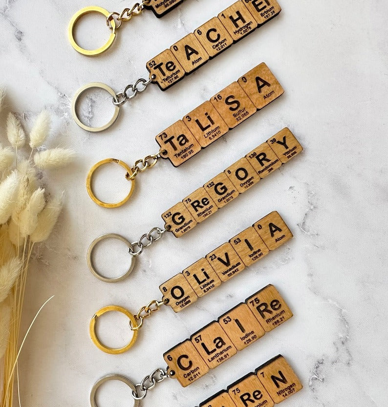 Custom Periodic Table Element Name Key Chain