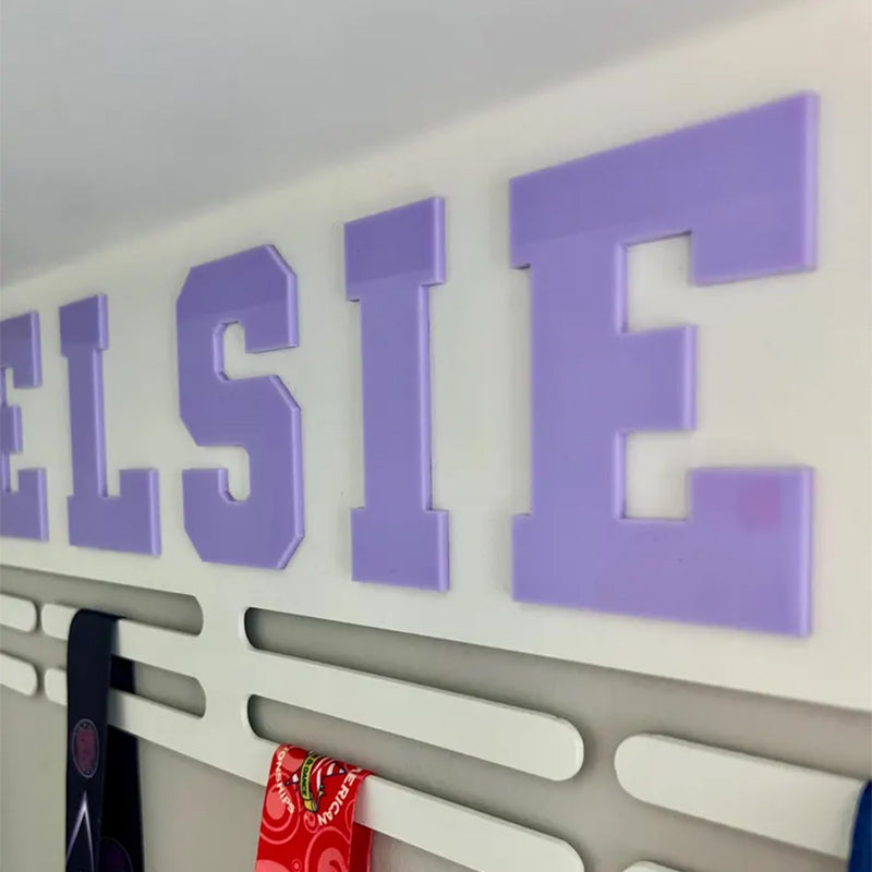 Custom Name Medal Hanger and Trophy Shelf - Medal Holder Custom Text