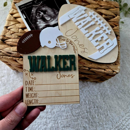 Football birth announcement sign newborn name sign baseball
