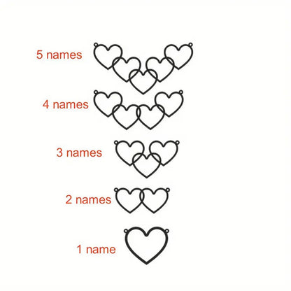 Personalized 1-5Names Heart Pendant Necklace，Birthday Anniversary Mother's Day Gift