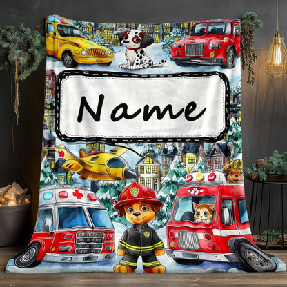 Personalized Fire Rescue Blanket Custom Name/Text