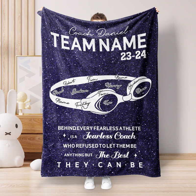 Personalized Swim Coach Blanket - Custom Coach Name, Team Name