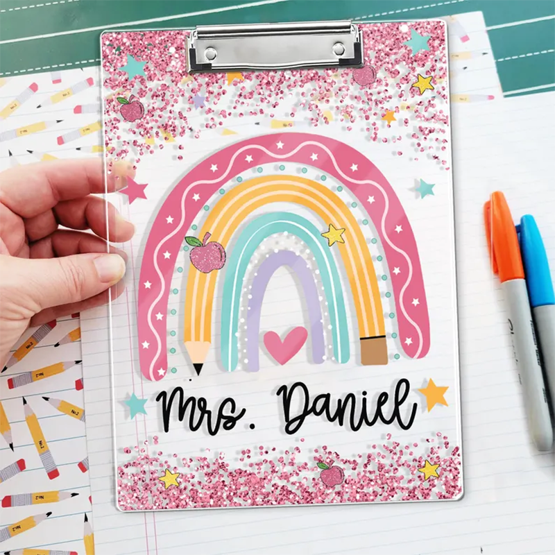 Personalized Teacher Appreciation Gifts, Custom Rainbow Teacher Clipboard