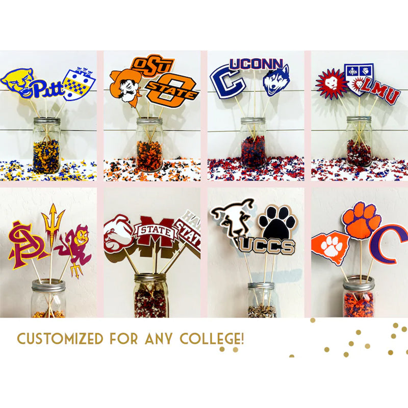 Custom University Centerpiece Sticks- Colors & Logo Graduation Gift