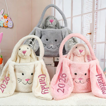 Personalized Easter Gift,Plush Easter Basket,Stuffed Bunny