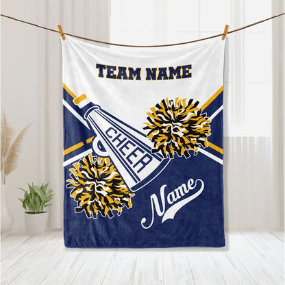 Personalized Cheerleading Blanket, Custom Name Soft Cozy Sherpa Fleece Throw Blankets