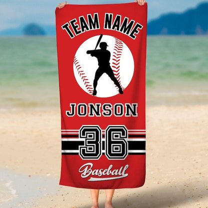 Custom Baseball Team LOGO Beach Towel, Baseball Player Gift