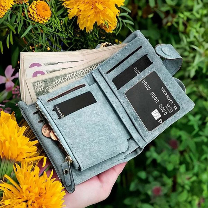 Personalized Tri-Fold Butterfly Leather Wallet with Coin Holder Birthday Gift for Woman