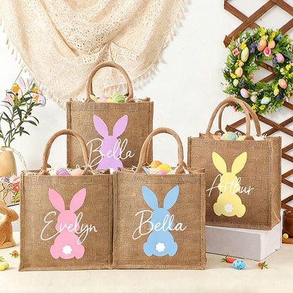 Personalized Easter Tote bag with Bunny,Easter Basket gift,Easter Bag with Name,Easter Gift