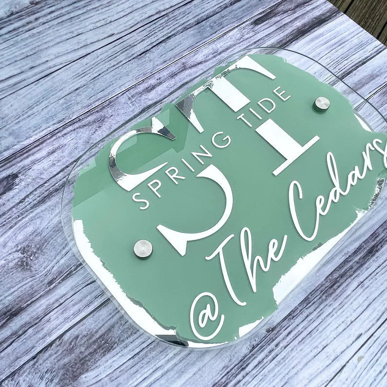 House Sign, mirror door number plaque Acrylic House Sign, House Number Sign