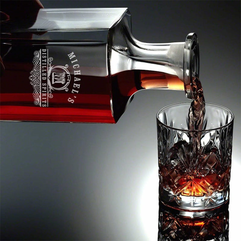 Engraved Bourbon Decanter Set with Bourbon Glasses - Bourbon Decanter