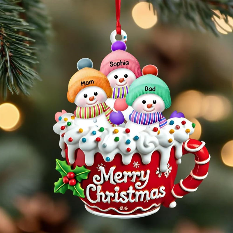 Personalized Snowman Family Ornament, Custom Family Christmas Ornament