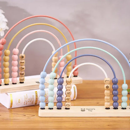 Personalized Montessori Rainbow Abacus,Wooden Engraved Baby Abacus
