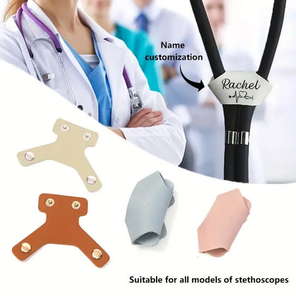Personalized Faux Leather Stethoscope Name Tags