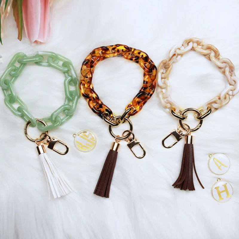 Personalized Chunky Chain Link Wristlet Keychain