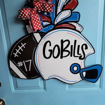 Hand Painted Custom Personalized Football Cheerleader Game Day Door Hanger