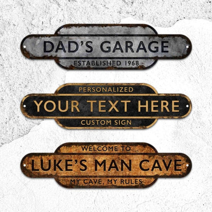 Railway Station Custom Sign, Rusty Personalized Sign