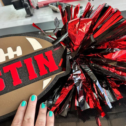 Pom Pom Sign Custom Cheer Stick - Game Day Signs