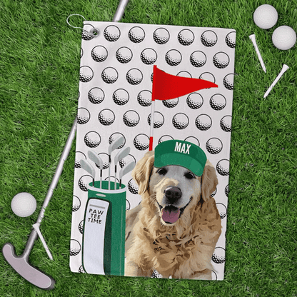 Custom Pet Golf Towel With Pet Photo Personalized Dog Name Golf Towel