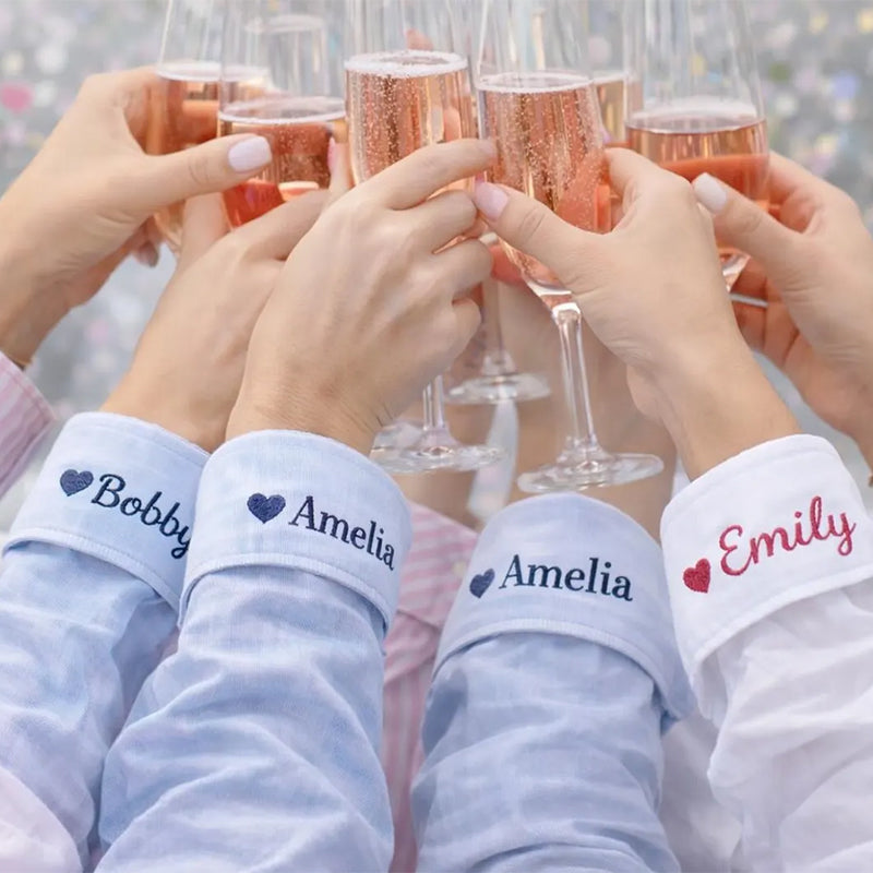 Button Down With Embroidered Cuff Detail, Button Down For Bridal Party