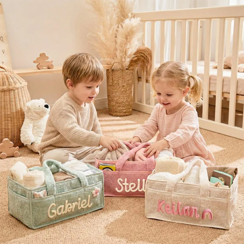 Personalized Knit Diaper Caddy Organizer