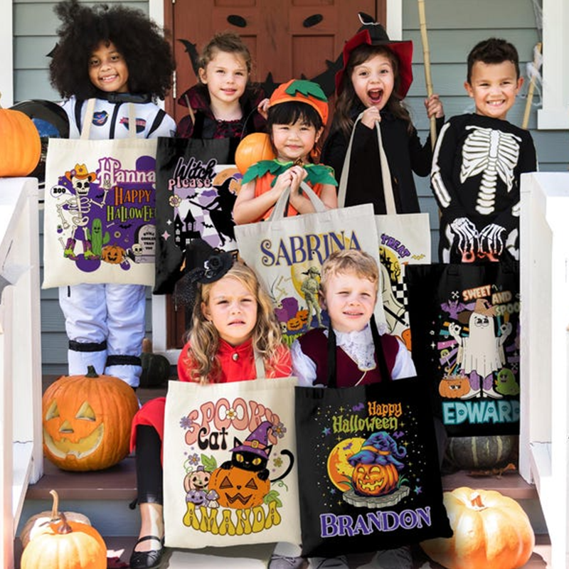 Personalized Halloween Tote Bag, Trick Or Treat Tote Bag