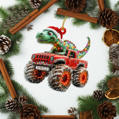 Custom Dinosaur Christmas Ornament, Monster Truck Ornament